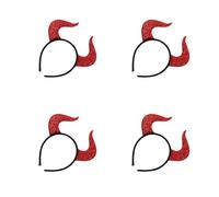 Healeved 4pcs Demon Horn Headband Halloween Hair Accessory for Costume Parties Lightweight Comfortable Headdress Versatile for All Day Wear Trick Treating Stand Bright Horns