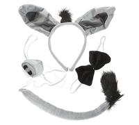 Healeved 4Pcs Donkey Costume Set Headband Bowtie Tail Nose Halloween Dress Up Props Comfortable Non Irritating Animal Accessory for Boys Party Cosplay