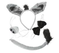 Healeved 4pcs Donkey Headband Set Tail Dress Halloween Ear Donkey Accessories Headband Halloween Costume from Lord Elastic Cord