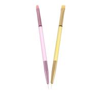 Healeved 4pcs Double Ended Nail Art Brush Set for Home Manicure and Salon Use, Featuring Plastic and Nylon Material with Oval Tips for Base Gel Application and Fine Line Drawing