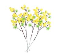 Healeved 4pcs Easter Egg Branches Decor 32cm Yellow Spotted Foam Eggs with Green Leaf Floral Picks for Easter DIY Crafting and Spring Home Decoration