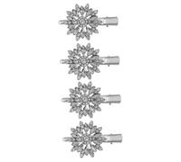 Healeved 4pcs Elegant Rhinestones Flower Hair Clips Side Hair Accessories for Women for Daily Wear Parties Special Occasions Versatile Stylish Barrette Shiny Detail
