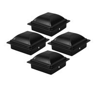 Healeved 4PCS Fence Post Caps for 3.1" X 3.1" Aluminum, Metal, Wood, Mailbox Posts - Pyramid Style Column Cap Cover - Black - 3.23" Inner Size - Weatherproof Iron Covers
