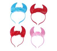 Healeved 4pcs Glow Horn Hairbands Festival Headbands Interesting Horn Decor for Year Parties and Celebrations Fun Accessory for Adults and Boys and Girls