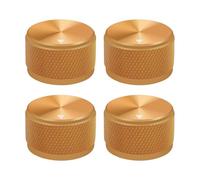 Healeved 4pcs Gold Aluminum Alloy Electric Guitar Knobs Set, Anti-Slip Rotary Volume and Tone Control Knobs with 6mm Inner Hole, Triangle Marked for Guitar Bass Audio Equipment