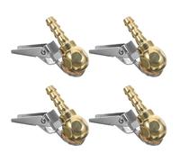 Healeved 4pcs Gold Tire Inflator Nozzle Adapter Set, Copper Alloy Air Compressor Chuck with Quick Release Clip, Heavy Duty Metal Air Pump Attachment for Car and Truck Tire Inflation