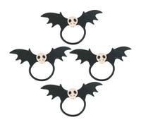 Healeved 4pcs Hair Bands Hair Ropes Skeleton Bat Shaped Plastic Scrunchies Not Easy to Tear Not Easy to Break for Full of Halloween Elements Daily Life Halloween Accessories Random Color