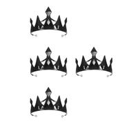 Healeved 4pcs Halloween Crown and Women Gothic Headpiece with 3d Alloy and Rhinestone Design, Versatile Accessory for Prom and Drama Performance Halloween Costume