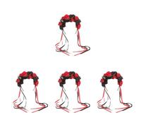 Healeved 4pcs Halloween Headband Flower Hair Band Goth Style Costume Headband Flower Party Headdress for Day Dead Halloween Cosplay
