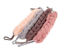 Healeved 4Pcs Hand-held Hemp Weave Bath Towels Long Shower Sponge Pouf Set Exfoliating Body Scrubber for Spa and Home Use Grey and Pink
