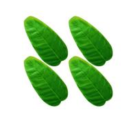 Healeved 4pcs Hawaii Leaf Placemats Insulation Table Mat Heat-resistant Roll-up Banana Leaf Shape Green Plastic Cloth Table Decoration for Dinner Hall