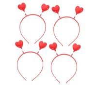 Healeved 4Pcs Heart Headbands Lightweight Romantic Hairbands for Valentine's Day Flexible Red Heart Hair Hoop Accessories for Party Costume Fits