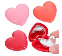 Healeved 4pcs Heart-Shaped Lipstick Boxes with Mirror, Empty Cosmetic Containers for Female Travel Supply, Refillable Plastic Lipstick and Eyeshadow Holder Set in Pink, Red, Rose,