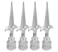 Healeved 4pcs Heavy Duty Iron Fence Finials Post Caps Replacement Decorative Spike Tops for Outdoor Decks and Fences, Silver Colour Provides Strength and Protection