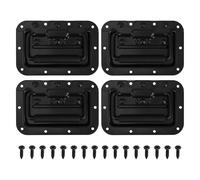 Healeved 4pcs Heavy Duty Metal Chest Handles | Recessed Spring Loaded Handle with Screws for Flight Case Toolbox Cabinet Music Equipment - Black Hardware Lifting Pull