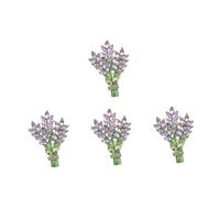 Healeved 4pcs Lavender Flower Brooch Pin for Women Elegant Decorative Lapel Pin for Clothes Dresses Bags and Scarves Rhinestone Accented Floral Accessory for Various Occasions