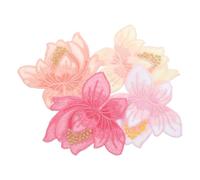Healeved 4pcs Lotus Embroidered Fabric Patches Handmade Embroidery Decorative Applique for Jackets and Jeans, Assorted Colour, Elegant Artistic Design for Everyday Fashion Transformations