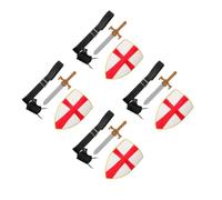 Healeved 4pcs Medieval Knight Sword and Shield Set with Pirate Belt and Sword Holder, Plastic and Pu Material, Authentic Viking Style, for Renaissance Fairs and Medieval Themed Events