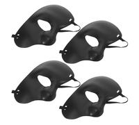 Healeved 4pcs Men’s Masquerade Masks Half Face Retro Venetian Style Plastic Masks in Black with Pressure Relief and Adjustable Fit for Carnival and Cosplay Occasions