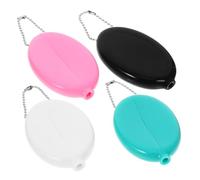 Healeved 4pcs Oval PVC Coin Pouch with Chain Portable Squeeze Coin Bags Multi-Color Small Money Organizer for Travel Men Women