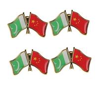 Healeved 4pcs Pakistan Flag Pins Metal National Friendship Brooches Pakistani China Flag Lapel Pins Patriotic Party Favors for Clothes Hats Backpacks Bags