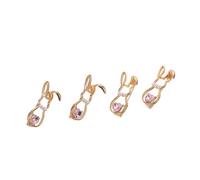 Healeved 4pcs Pink Heart Bunny Brooch Pins Set, Alloy and Imitation Pearl Material with Versatile Decoration and Resisting Fading Features, for Bag Ornament and Celebration Parties
