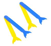 Healeved 4Pcs Plastic Fish Tail Pediatric Tongue Trainer Set, Whale Blue and Yellow Tongue Muscle Training Tool for ’S Oral Exercise and Speech Therapy