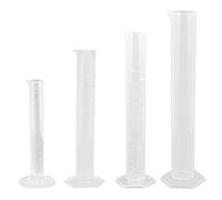 Healeved 4pcs Plastic Graduated Tube Measuring Cylinder Hexagonal Shaped Base Hard Plastic Roll-Resistant Design for Aromatherapy and Biodiesel Use with 10ml 50ml 100ml 250ml Capacities