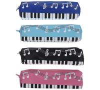 Healeved 4pcs Portable Pen Pouch with Piano Pattern and Music Note Design, Oxford Cloth Students Pen Bag for Classroom and Home Use, Excellent Storage Effect to Prevent Items from Slipping
