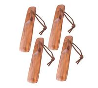 Healeved 4pcs Portable Wooden Shoe Horn with String Rustic Shoe Puller Tool for Seniors Pregnant Women Men Women Easy Lazy Helper for Travel and Daily Use