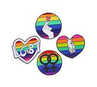 Healeved 4Pcs Rainbow Pattern Gay Brooches Stylish Lgbt Love Heart Badges Decorative Pins for Clothing Bags Accessories Unique Friends Family