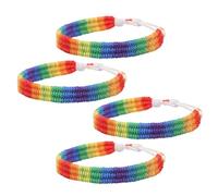 Healeved 4pcs Rainbow Woven Friendship Bracelets Cloth Rope Wrist Jewelry Set for Party Unique Personality Fashionable Accessories