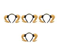 Healeved 4pcs Ram Horns Costume Headband with Unique Gothic Design, Comfortable Plastic and Resin Material, for Halloween Hairband and Masquerade Events, Adult Horn Hair Hoop Accessories