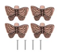 Healeved 4Pcs Red Bronze Butterfly Cabinet Handles Single-Hole Drawer Pulls Decorative Door Knobs for Cupboards and Wardrobes, Retro Style Hardware for Home Renovation