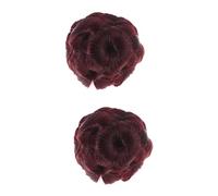 Healeved 4pcs Red Flower Hair Claws for Messy Bun High Temperature Hair Chignon Tails Easy to Use Ponytail Extensions for Women and Girls