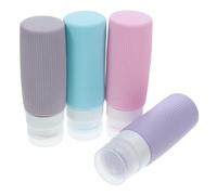 Healeved 4pcs Refillable Silicone Toiletry Travel Bottles Leakproof Flip Cap Portable Containers for Creams and Lotions Distinct Colors for Easy Organization