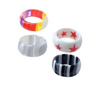 Healeved 4pcs Resin Finger Rings for Women Stylish Decorative Little Finger Rings Comfortable Personality Jewelry for Party Birthday Graduation and Daily Wear