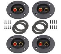 Healeved 4pcs round Speaker Connector Terminal Cups Spring Loaded Jack, Zinc Alloy and Abs Material, Easy to Install and Quick Connect, for Subwoofer Box and Home Audio-visual Subwoofer