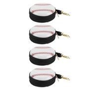 Healeved 4pcs Round Zippered Coin Pouch Keychain Set Lightweight Tinplate and Cotton Mini Wallets for Efficient Organisation Sports Stocking Stuffer and Travel Accessory