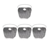 Healeved 4pcs Santa Claus Fake Beard Costume Accessory Elastic Band Comfortable Wig for Christmas Halloween Dress Up for Cosplay and Stage Performances