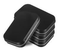 Healeved 4pcs Small Metal Storage Case Mini Tin Boxes with Hinged Lid Black Tinplate Impact Resistant Organizer for Sorting Small Items like Keys and Earrings