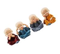 Healeved 4pcs Small Monk Figurines Car Decorations Cute Little Monk Statues Dashboard Ornaments Miniature Buddha Decorative Props for Office and Home Display
