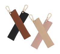 Healeved 4pcs Small Stationery Pouch Set with Hanging Buckle, Lychee-Pattern Pu Leather, Double Pen Case Fits 2 Pens, Keeps Writing Tools Organised for Backpack or Purse