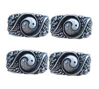 Healeved 4pcs Taoism Unisex Ring Cool Copper Statement Ring for Parties Everyday Wear Chinese Culture Lovers Unique Yin Design for Festivals Special Occasions