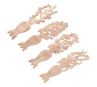 Healeved 4pcs Unpainted Wooden Vase Onlays for Furniture DIY Carvings Oriental Style Wood Carving Decals for Wardrobe Bedside Cabinet Door Classic and Modern Compatible