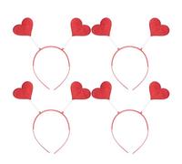 Healeved 4pcs Valentine's Day Headbands Red Heart Shaped Hairbands Decorative Loving-heart Hair Hoops for Girls