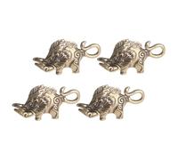 Healeved 4pcs Vintage Boar Shape Keychain Pendant Set Made of Brass with Lightweight Design for DIY Crafting and Daily Wear Accessories