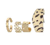 Healeved 4Pcs Vintage Leopard Print Ear Clip Non Piercing Ear Bone Chic Jewelry for Women Elegant Unique Design for Any Occasion