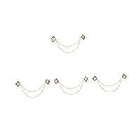 Healeved 4pcs Vintage Men Suit Brooch with Hanging Chain Stylish Lapel Pin with Imitation Pearl for Cardigans Coats and Formal Wear Elegant Accessory Occasion