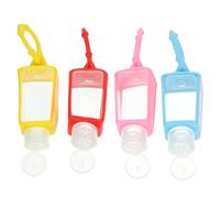 Healeved 4pcs Wash-free Hand Bottle Liquid Containers 30ml Leak-proof Design Portable with Silicone Sleeve Travel Toiletry Refill Kit Random Color